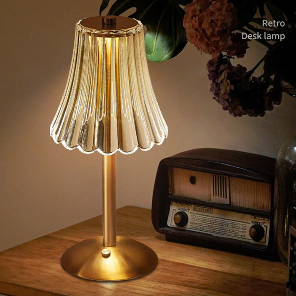 Crystal Diamond Table Lamp Rechargeable Touch Sensor Cordless Desk Lamp 3 Colors Dimmable LED Night Light for Home Decorative