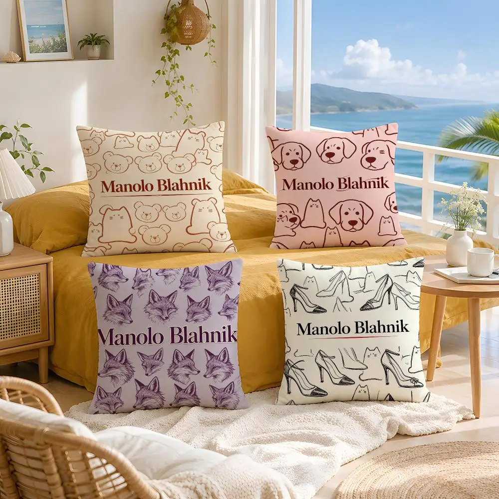 Brand Manolo Blahnik Cushion Cover Throw Pillow Short Plush Fresh Natural Cushion for Living Room Sofa Ornament Present Gift