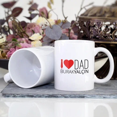 Personalized I Love Dad silvery mug cup