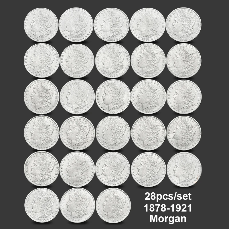 28 pieces/set US 1878-1921 Morgan Silver replica commemorative coins Essential souvenirs for collectors home decor metal Medal