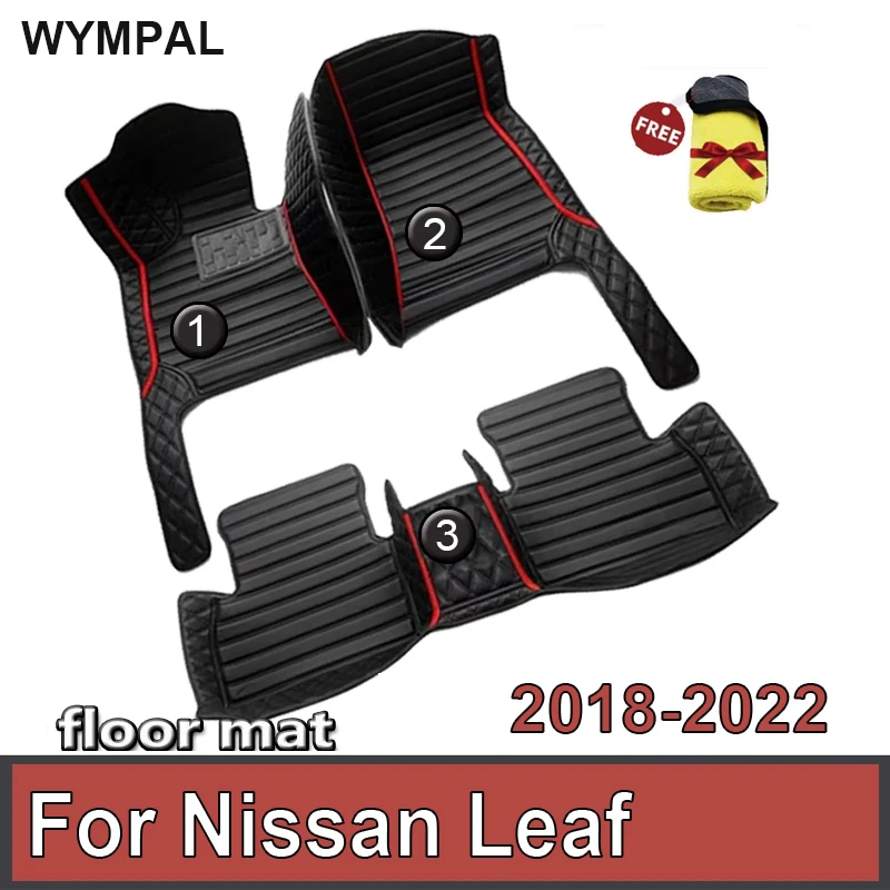 Car Floor Mats For Nissan Leaf ZE1 2018~2022 Luxury Leather Mat Durable Pad Carpets Interior Parts Rugs Set Car Accessories 2019