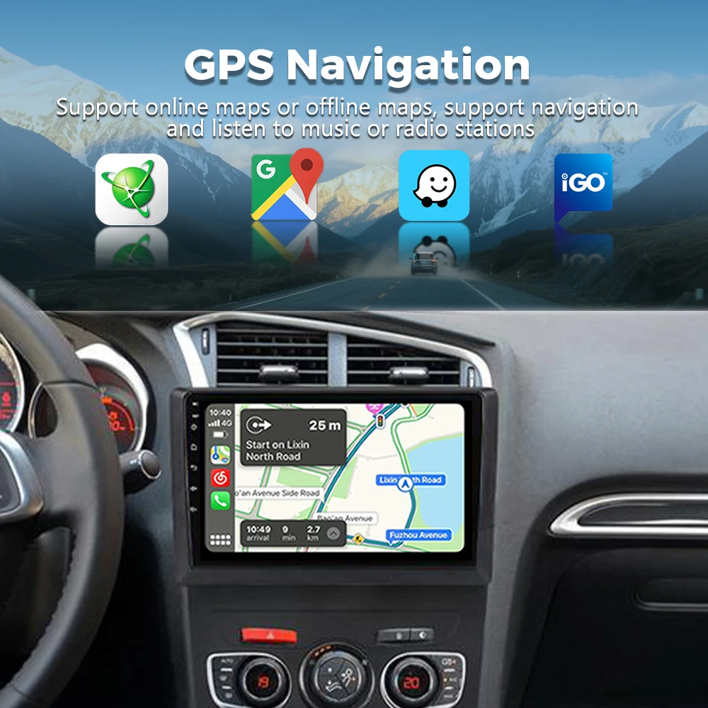 Android 16 Carplay DSP WIF+4G Car Radio GPS Multimedia Player For Citroen C4 C4L DS4 2013 2014 2015 2016 2017 Stereo 360 Camera