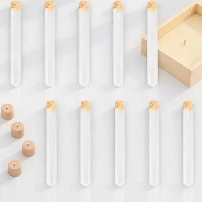 

10pcs Round Bottom Glass Test Tubes Smooth Wall Science Corks Storage Containers Chemical Resistant