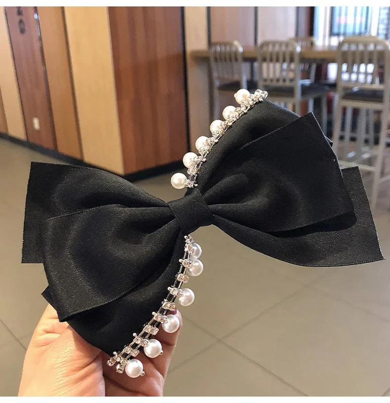 Französisch Retro Bowknot Koreanische Snap Haar Clips Pins Strass Haarnadeln Kristall Perle Hairgrip Luxus Haar Zubehör für Frauen