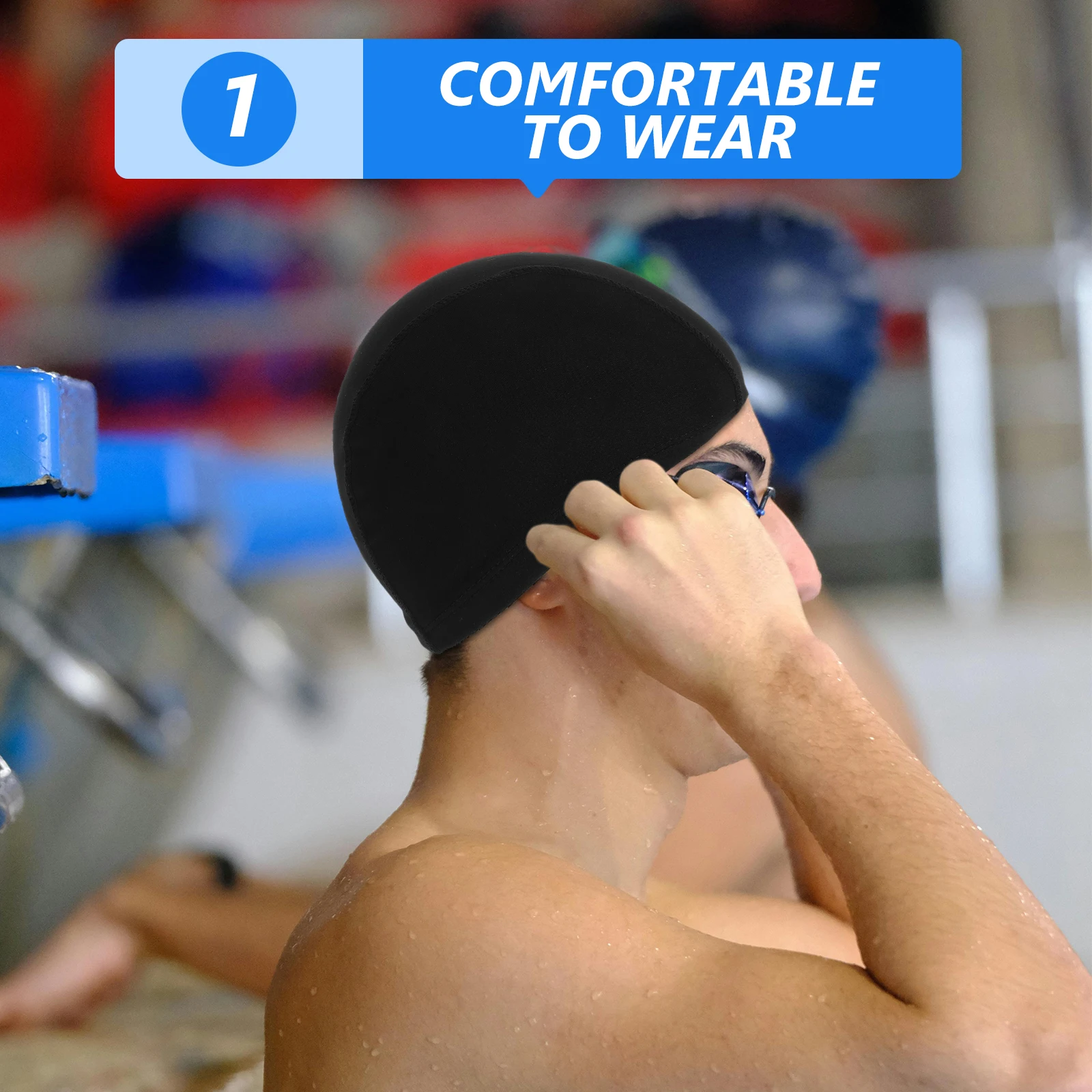 

3pcs Quick Dry Swim Cap For Men Women Adults Stretchable Fabric Swimming Hats Pool Beach Unisex Caps Long Short Hair Training