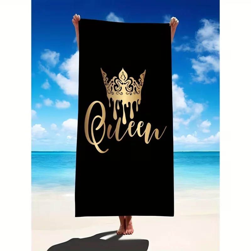 Couple Style King and Queen Beach Towel Crown Quick Drying, Durable and Easy To Carry Summer Beach Vacation Travel Outdoor Towel