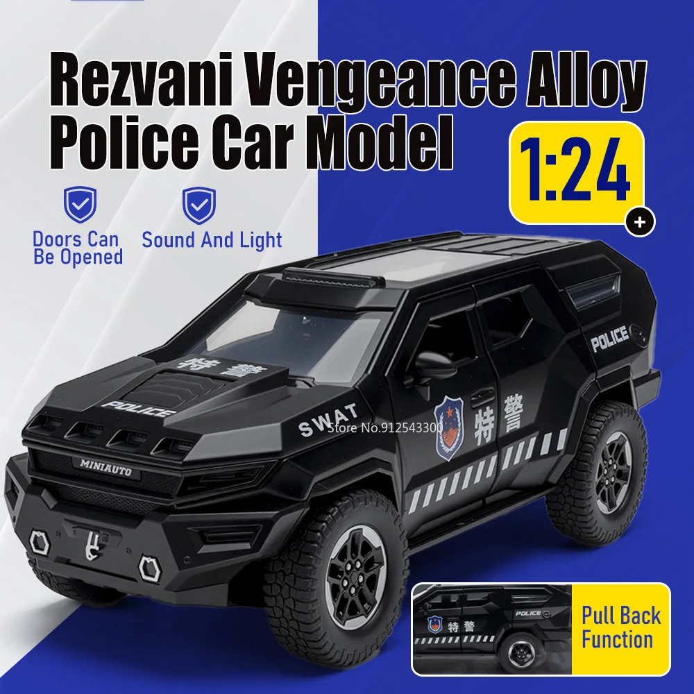 

1:24 Rezvani Vengeance Sword Toothed Tiger Armored Car Model Toy Pull Back Shock Absorption Vehicle Models Hobby Decoration