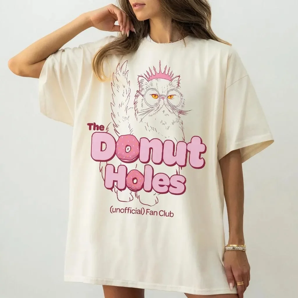 Dungeon Crawler Carl The Donut Holes Fan Club T-Shirt, süßer Kronenkatzendruck, Oversized, Unisex, LitRPG-Buch-Fan, lässige Oberteile – Detail 4