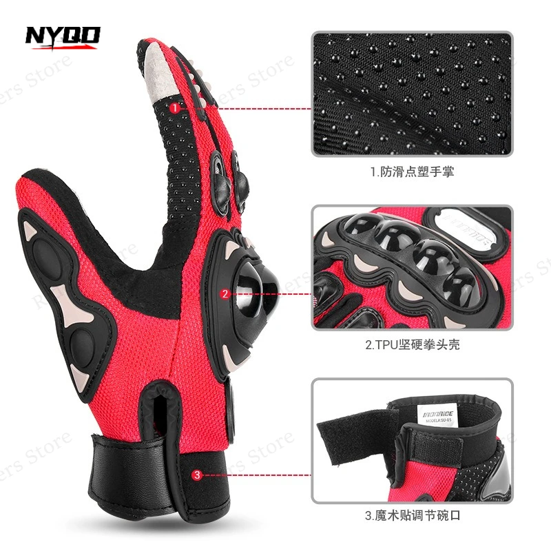 Breathable Thin All Season Motorcycle Gloves for Motocross Racing Anti-Crash Riding Gear
