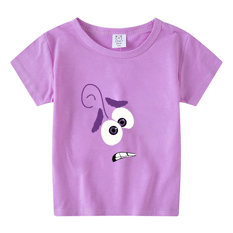 Inside Out 2 Disney T-shirt Cute Cartoon Emotion Expression Printed Colorful Tee Kids Summer Clothes Short Sleeve Tops Clothing