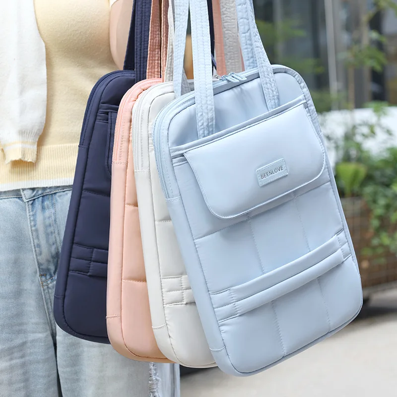 15인치 다용도 노트북 숄더백 심플 출퇴근 아이패드 보호 가방 토트 핸드백 청소년 캐주얼 세로형 중간 크기