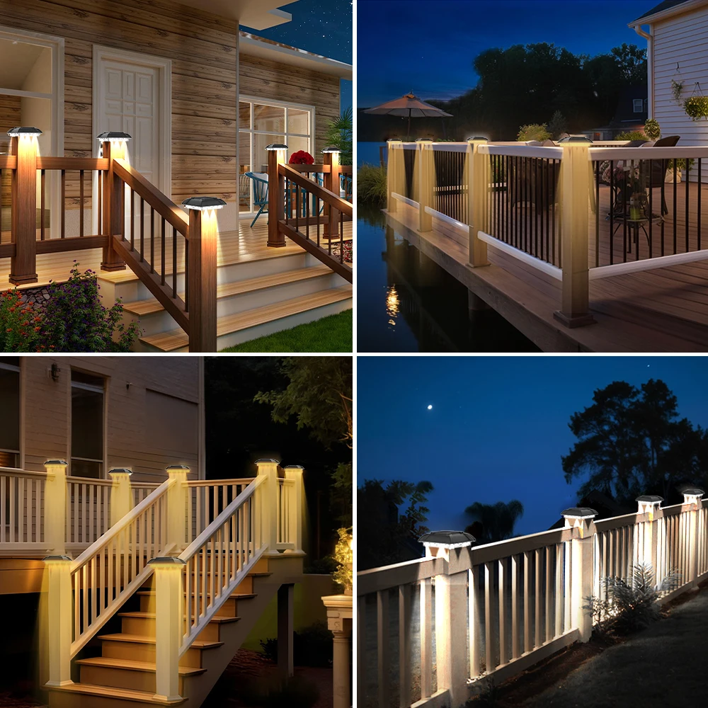 Outdoor Solar Light Post IP65 Villa Column Lamp LED for Fence Gate Pillar Head Garden Patio House Entrance Lighting