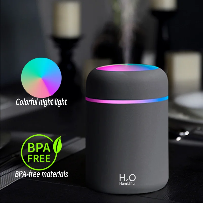 

300ml H2O Air Humidifier Portable Mini USB Aroma Diffuser With Cool Mist For Bedroom Home Car Plants Purifier Humificador