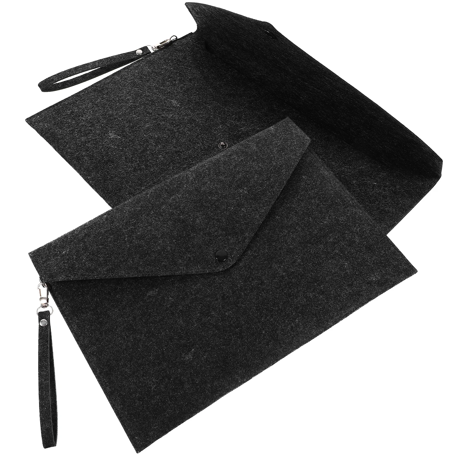 

2 Pcs Thick Felt Folder ganizer Snap Button A4 Document Folder Storage Bag Office Travel Gray File Bags Document ganizer