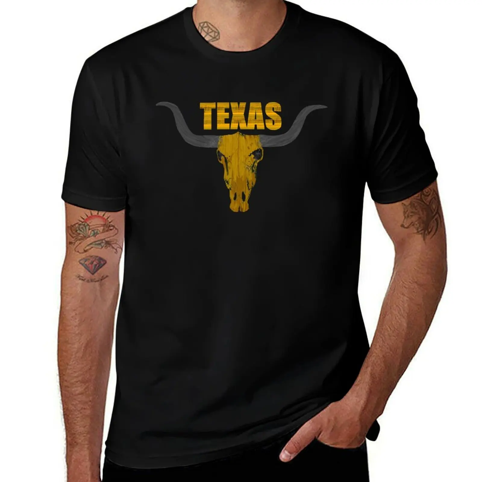 

Texas Longhorn Bull Cow Skull Design T-Shirt t shirt man cotton man t shirt designer T-Shirt