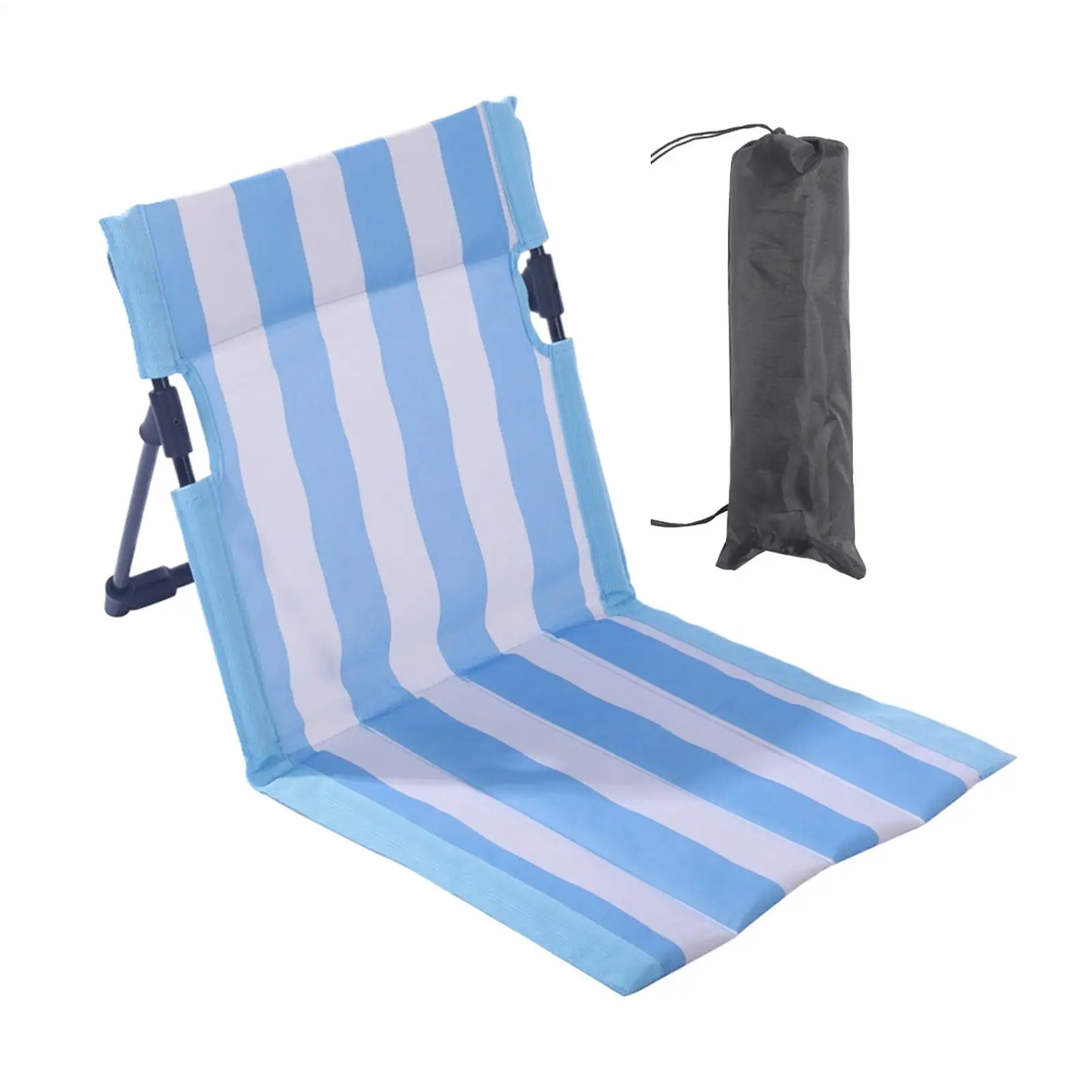 

Portable Outdoor Folding Lounger, Striped Relaxing Beach Chair with Lumbar Support, Ideal for Patio Pool Lawn Garden Camping Use