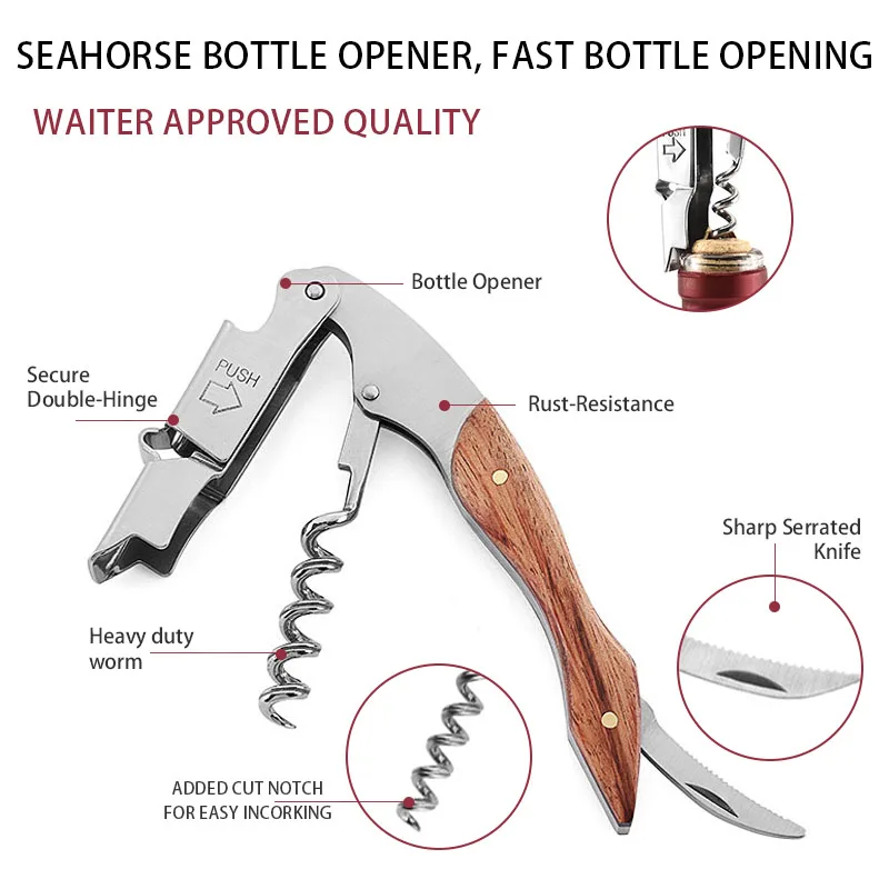 Wine Opener, Professional Waiters Corkscrew,  Bottle Opener and Foil Cutter Gift for Wine Lovers