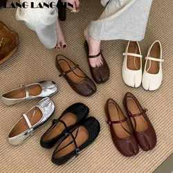 Fashion Tabi Ninja Shoes Women Flats Ballet Split Toe Ballerinas Ladies Round Heeled Loafers Tacones Female Moccasin Brand Mujer