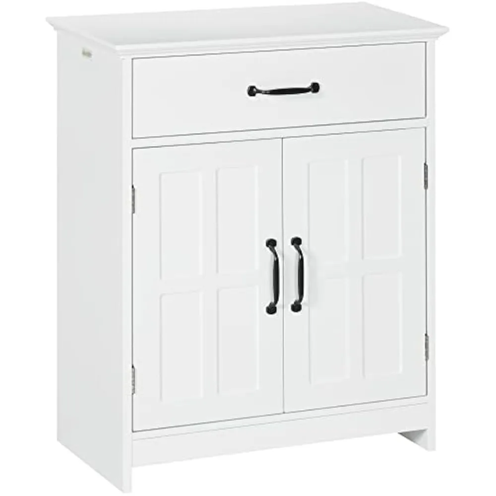 

Freestanding Bathroom Cabinet, Farmhouse Small Storage Cabinet with Storage Drawer, 2 Doors, Narrow Floor Cabinet with Adjustab