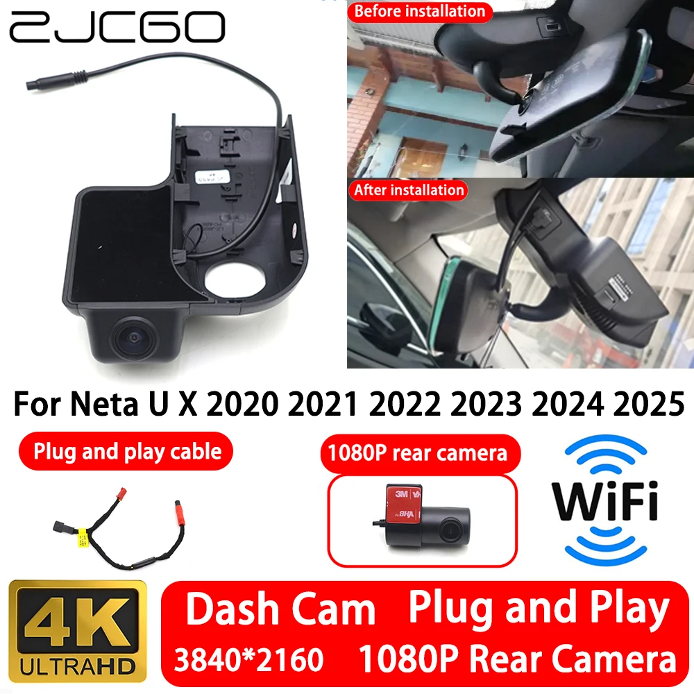 for Neta U X 2020 2021 2022 2023 2024 2025 4K 2160P Front Rear Camera Dash Cam Wifi Plug and Play Video Recorde Loop Recording