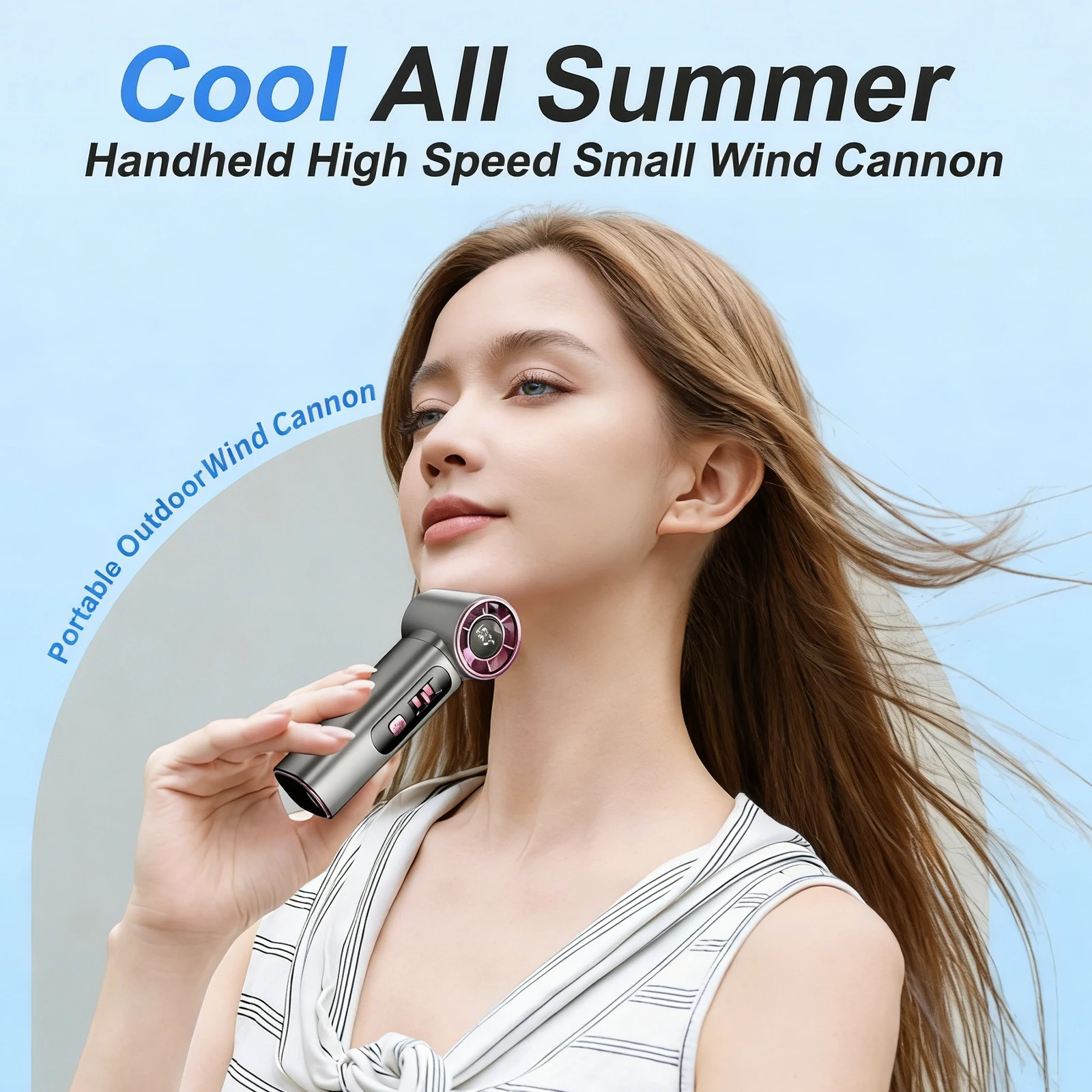 Mini Handheld Turbo Cooling Fan 100-speed Cold Air USB Rechargeable Cold Compress Fan Personal Portables Desktop Fan for Travel