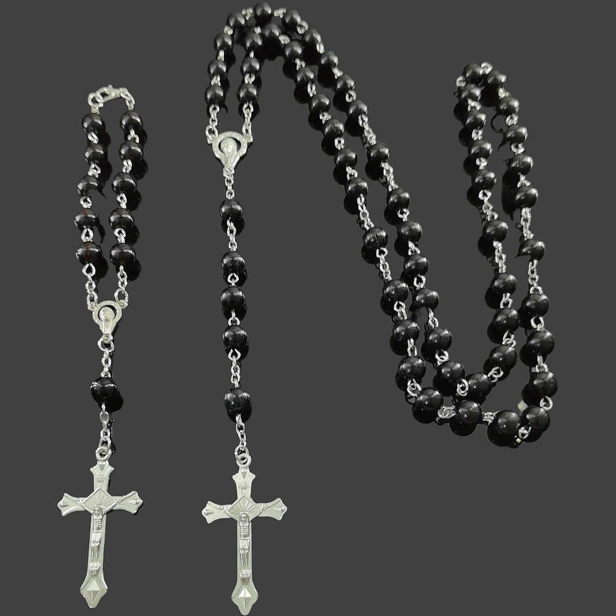 2024 Latest Religious Jewelry Imitation Pearl Long Sweater Chain and Bracelet Cross Pendant Jewelry Set for a good Christian