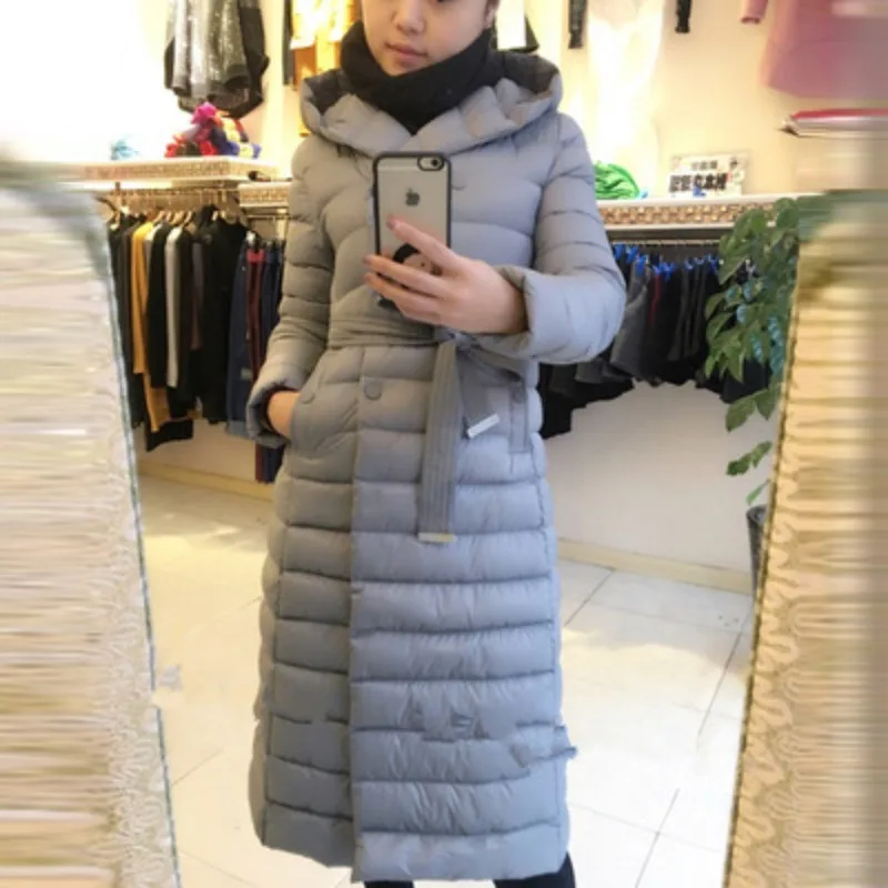 Women's Autumn Winter New White Duck Down Long Coats Down Jackets Below The Knee Plus Size Lining Lightweight Slim Fit Outerwear