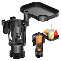 Car Cup Holder Expander 3 in 1 Cup Holder Adapter with Adjustable Base Detachable Phone Holder & 360° Rotation Food Tray for Car