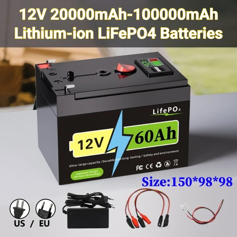 

12V 20000mAh-100000mAh Lithium-ion LiFePO4 Batteries for Solar Energy, Fish Finders, and Lithium Iron Phosphate