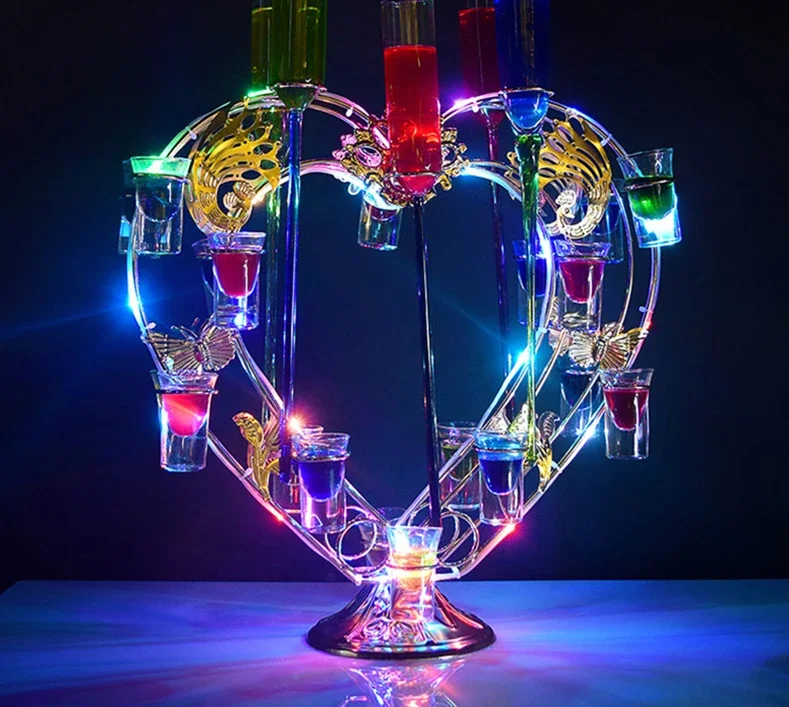 Customized Bar Supplies Red Wine Champagne Cocktail Rack Creative LED Luminous Decoration Beach Cup Bullet Cup Holder