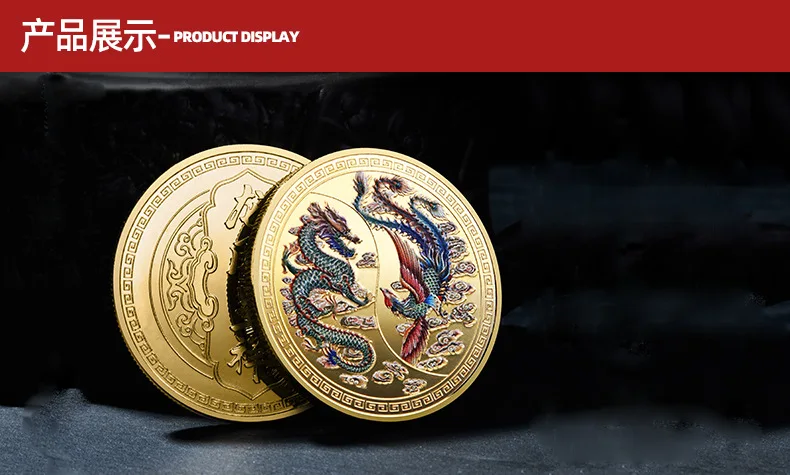 Antica Mitologia Cinese Leggenda Drago Tigre Moneta commemorativa Sfida Moneta Souvenir Collezione Artigianale Regalo