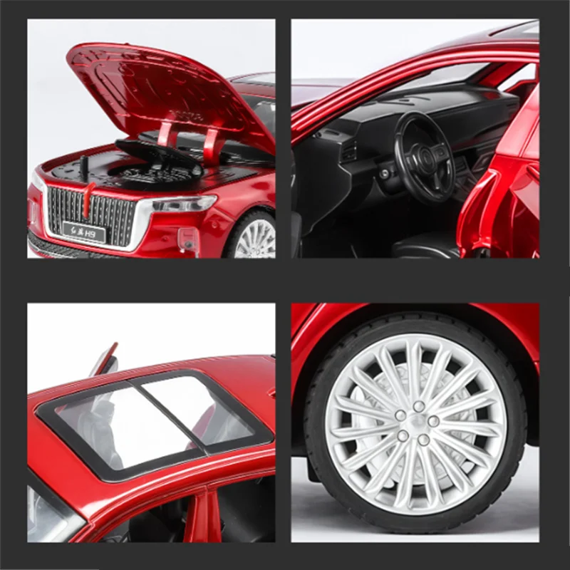 1/32 Hong Qi H9 Legering Luxy Auto Model Diecasts Voertuigen Metalen Auto Model Hoge Simulatie Geluid Licht Collectie Kinderen Speelgoed gift