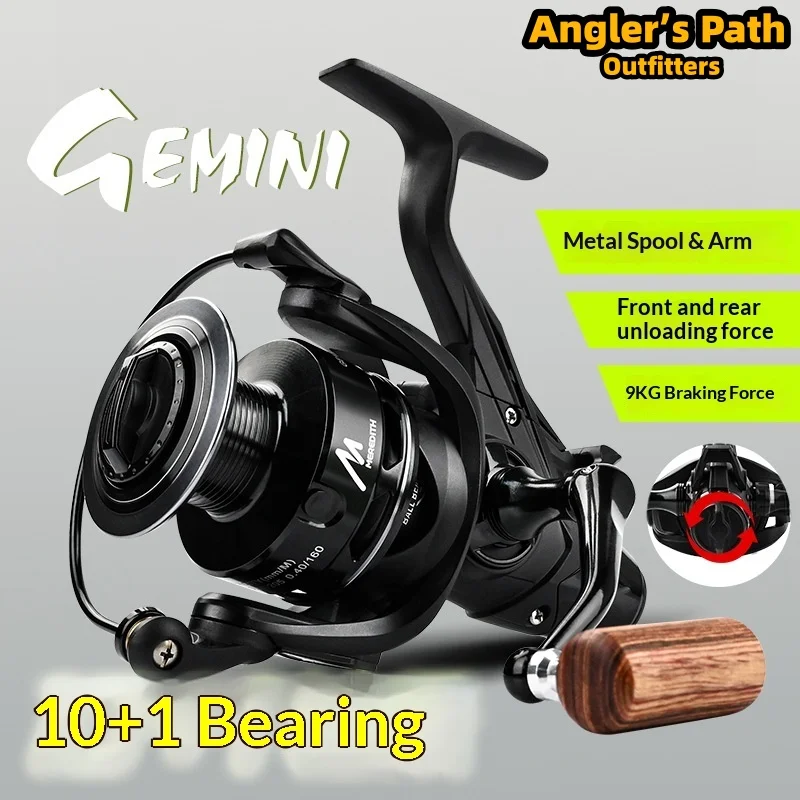 Meredith Spinning Fishing Reel Double Drag Metal Spool Wooden Handle 10+1 Ball Bearings High Smoothness For Carp Lake Fishing