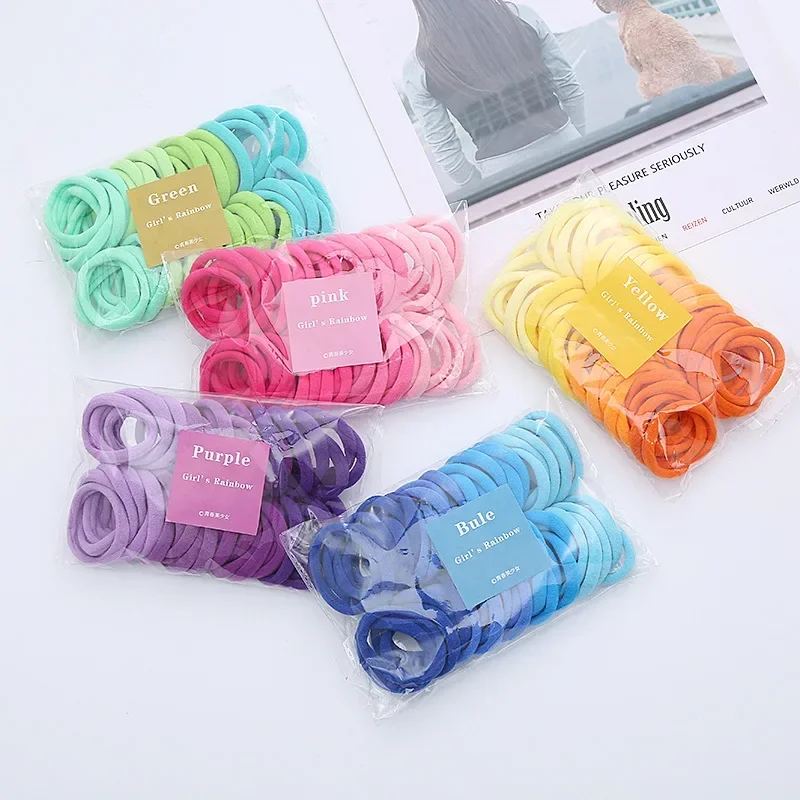 

50pcs Elastic Hair Bands Girls Hair Accessories Colorful Women Nylon Headband Kids Ponytail Holder Scrunchie Ornaments Gift