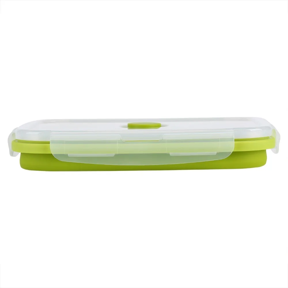Practical 800ml Collapsible Lunch Box Silicone Clip-On Lid Folding Food Container Collapsible Food Containe For Meal Prep