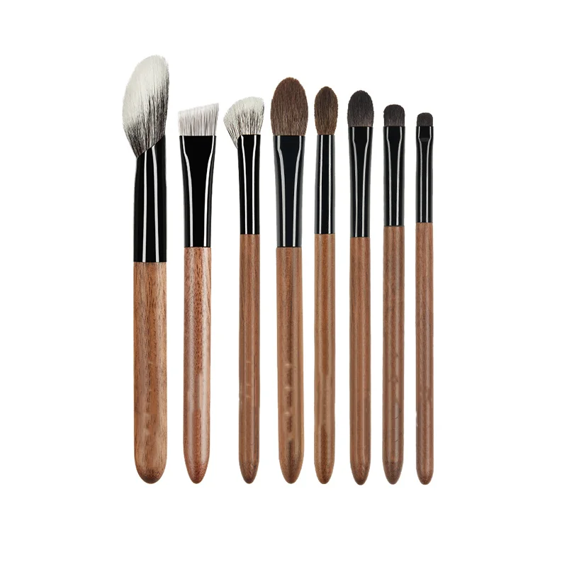 Ensemble de 8 pinceaux de maquillage en poils d'animaux, pinceaux à sourcils, pinceaux pour ombre à paupières, pinceaux pour fard à joues, pinceaux pour contour, ensemble de pinceaux éclaircissants