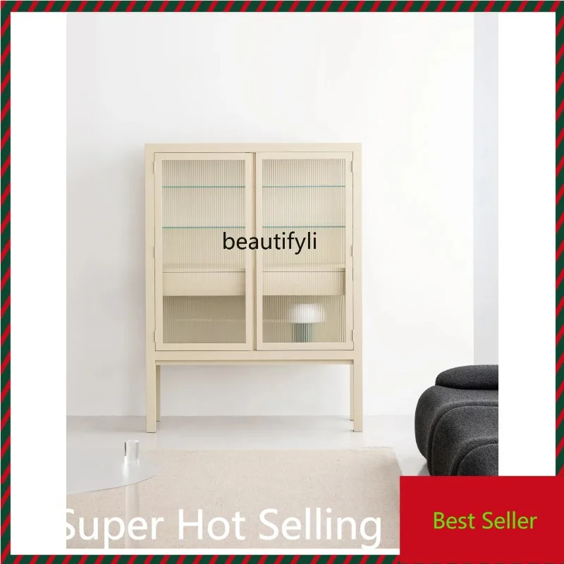 

K132 Solid wood dining side cabinet Cream style designer creative ash wood wine cabinet Sofa side cabinet Color furniture