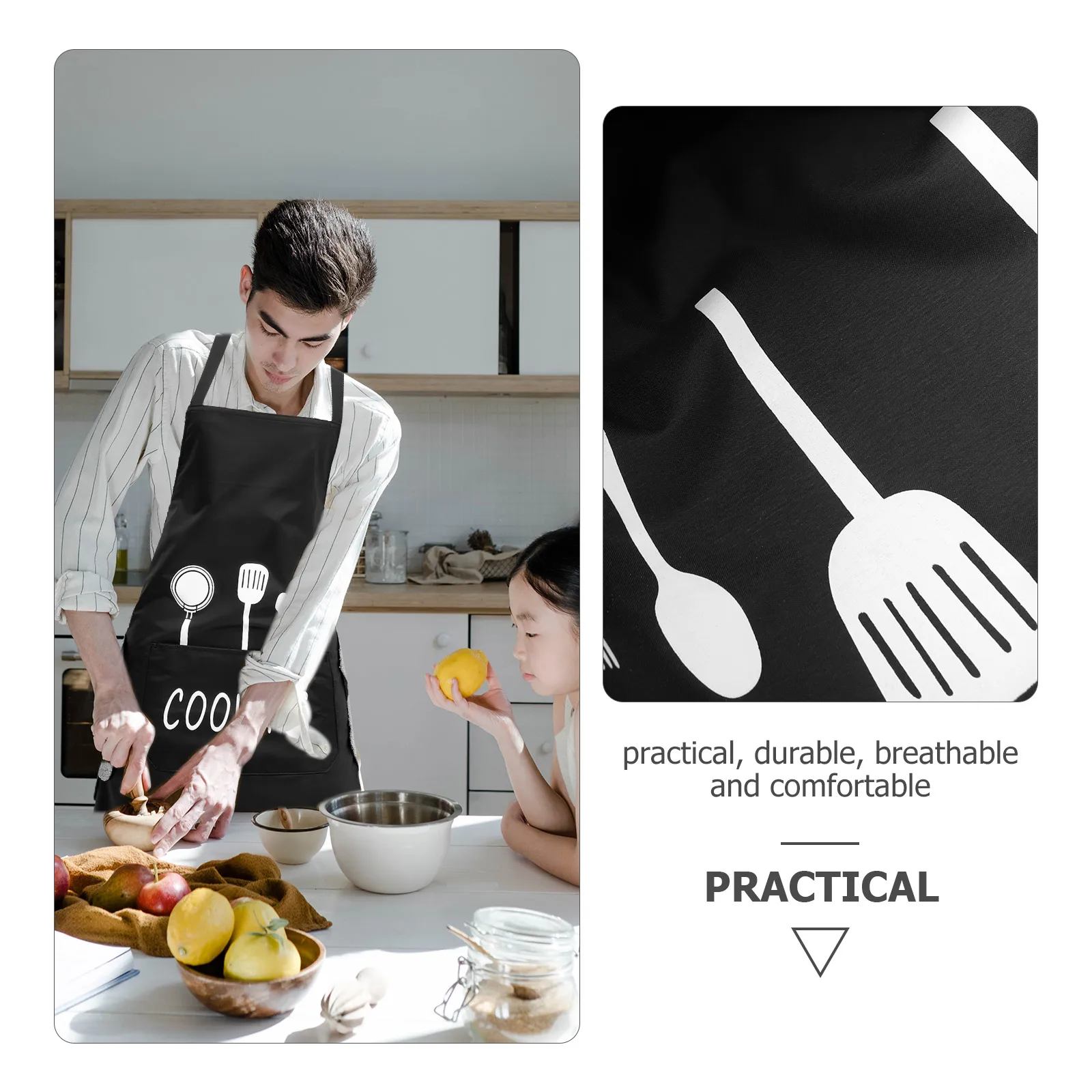 

Adjustable Kitchen Oil-Proof Reusable Chef Apron With Pocket For Cooking Baking Grilling Diy Home Use Grease Proofing