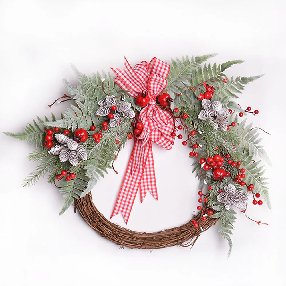 10Pcs Christmas Artificial Flowers Pine Cone Holly Branch Pick Flower Wreath Decor New Christmas Tree Decoration Home Decor