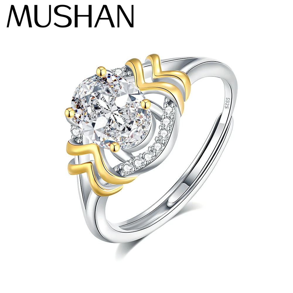 

Кольцо MuShan Designer Jewelry из стерлингового серебра 925 пробы с муассанитом, элегантное кольцо для невесты, покрытие из настоящего золота 18 карат, патент MST, изысканные ювелирные изделия