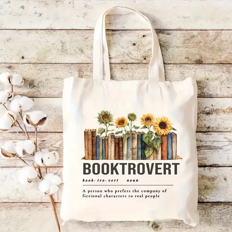 

T's Okay To Book Canva Tote Bag Eco Friendly Spacious Reusable Shoulder Bag School Travel Work Yoga Bag Daily Use