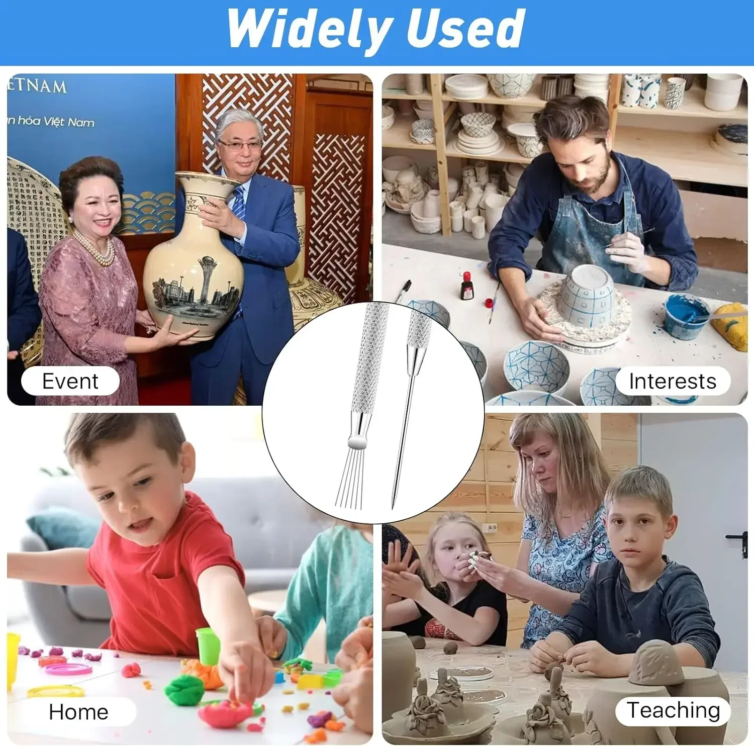 Rutschfeste Tonmodellierwerkzeuge – 6-teiliges ergonomisches Aluminium-Werkzeugset, das sich nicht verbiegt, unverzichtbar für feine Polymer-Details – Detail 8