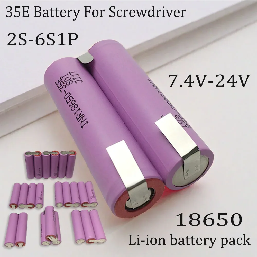 

18650 35E 3500mAh 20 Amps 2S 3S 4S 5S 6S/7.4V 10.8V 14.8V 18V 24V Voor Schroevendraaier Batterijen Lassen Battery