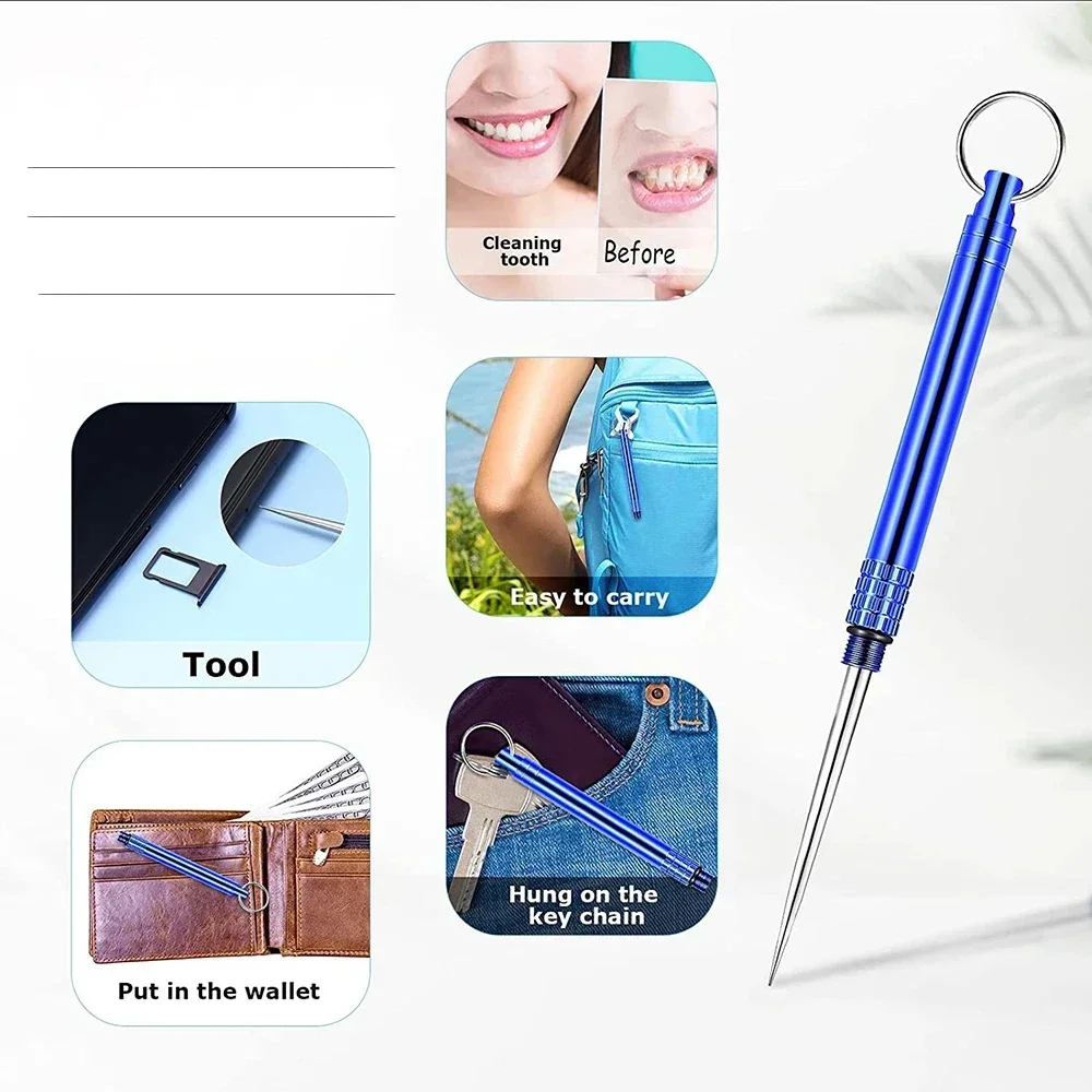 Portable Outdoor Tool Titanium Alloy Toothpick Brass Creative Combination Stainless Steel Portable Toothpick Fruit Toothpick