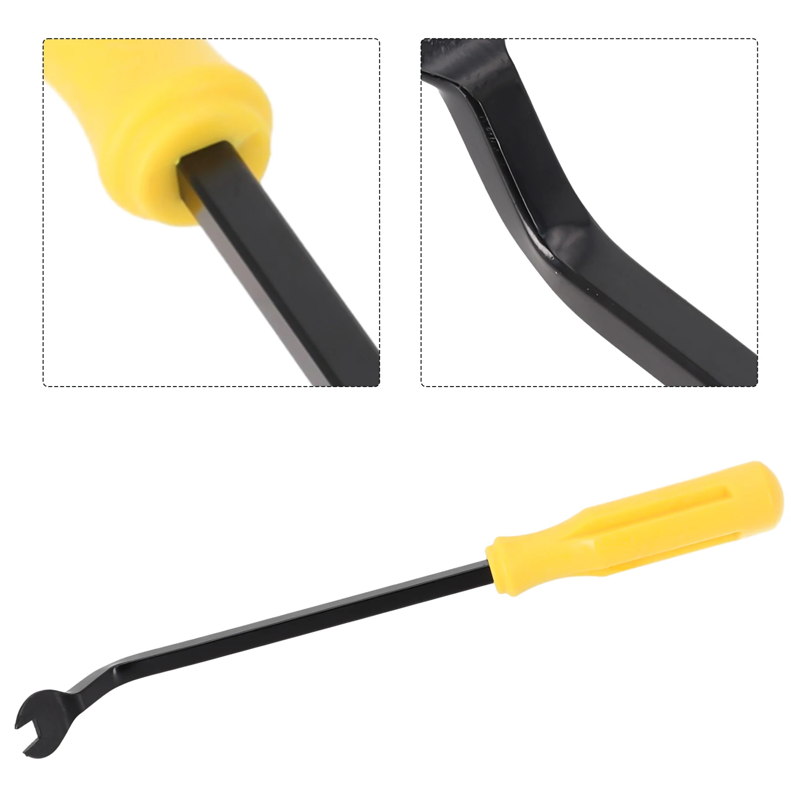 22.5cm Car Door Decorative Panel Fastener Nail Puller Decoration Removal Tool Pry Clamp 6 Inches Yellow Handle Black Rod