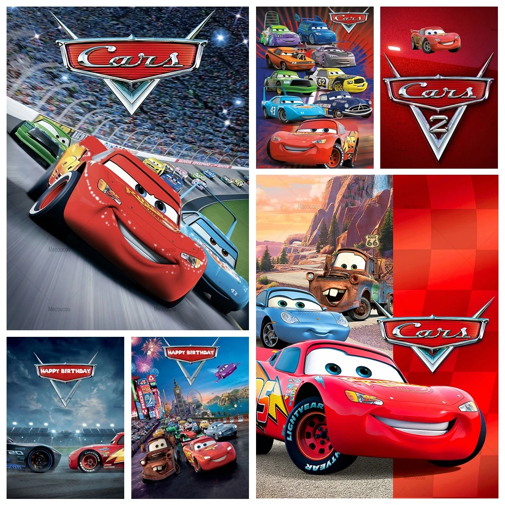 

Disney Movie Cars Cute Cartoon Kid Gift Birthday Party Vertical Backdrop Custom Baby Room Photography Poster Decor Prop Backdrop