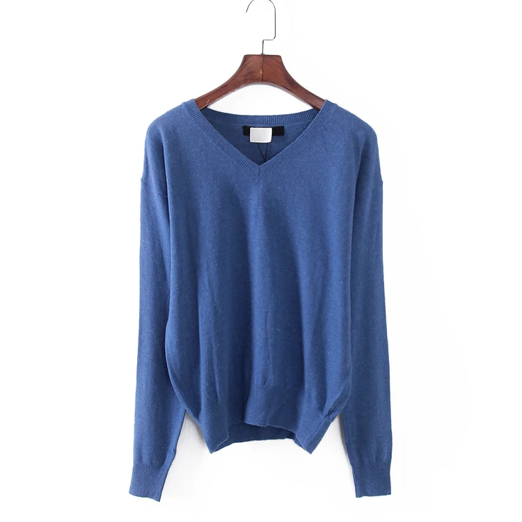 

Новое поступление, свободный вязаный базовый слой V-Ne Long Sve, однотонный женский модный осенний топ 5H4, удобный повседневный топ