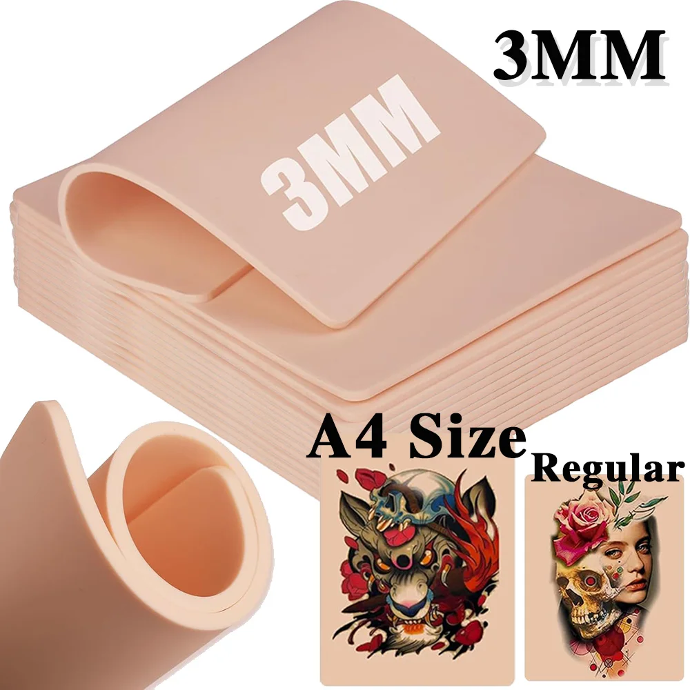 3MM Thick Tattoo Practice Skin Regular/A4 Size Tattoo Fake Skin Permanent Makeup Silicone Tattoo Training Skin  Accessory