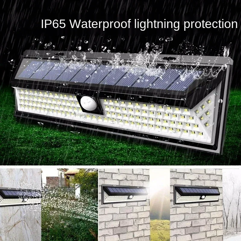 

New 180LED Solar Wall Light 90LED Remote Control Wall Light 118 Outdoor Glare Lighting Sensor Light Super Waterproof