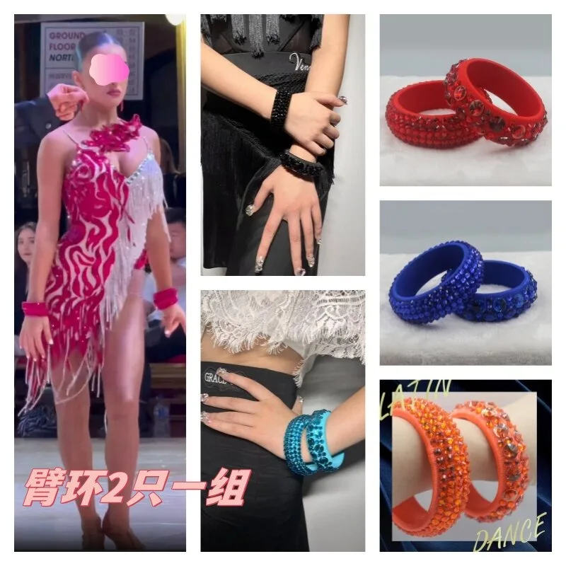 

customized Latin Dance Black Pool Competition Belly Dance Hand Accessories Adult Standard Performance Special Diamond Set